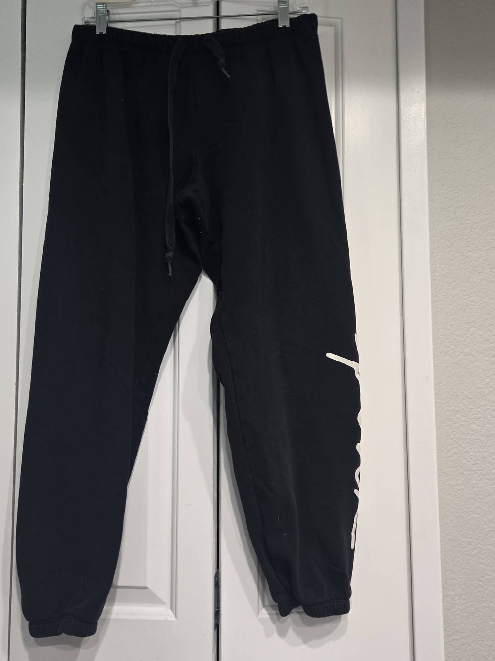 PINK Victoria's Secret Black Joggers with White Side Script